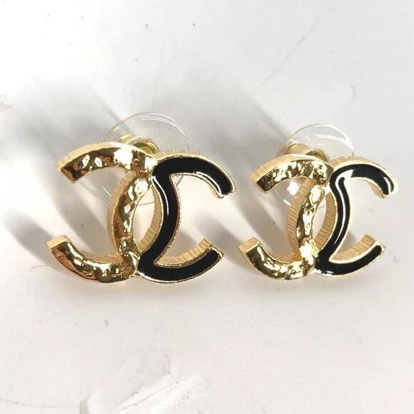 CHANEL 24C CC CC Mark Accessories Pierce Metal Gold/Black Unused - Picture 7 of 7